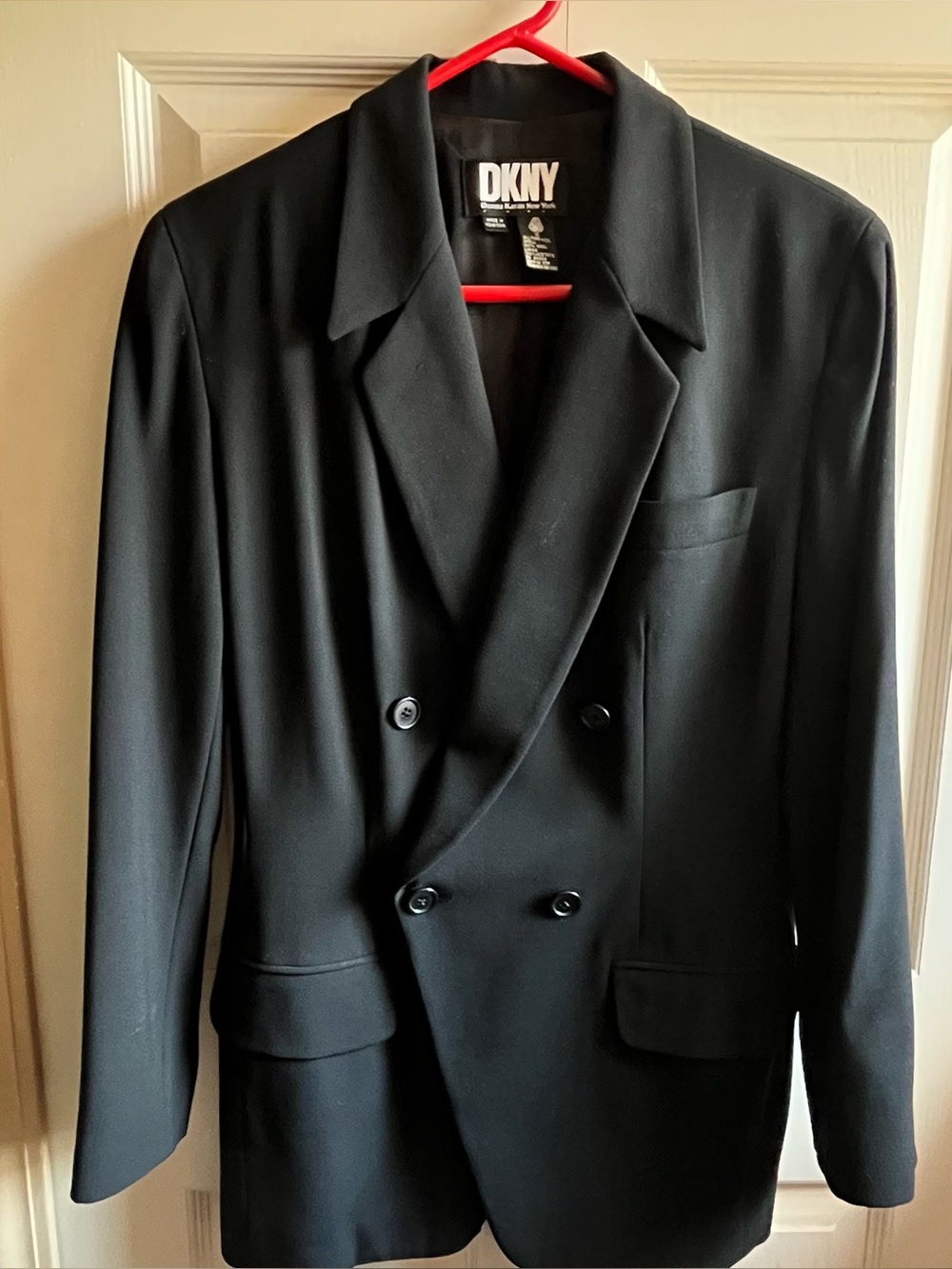 DKNY Donna Karan Black Wool Double-Breasted Blazer – Size 6